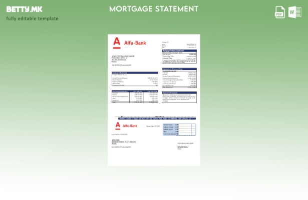 модерен стил Извод за хипотека на руската Алфа банка во шаблон формати Word и PD